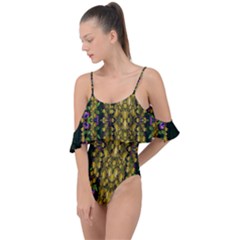 Fanciful Fantasy Flower Forest Drape Piece Swimsuit by pepitasart