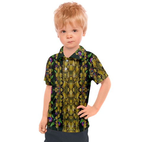 Fanciful Fantasy Flower Forest Kids  Polo Tee by pepitasart