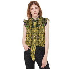 Fanciful Fantasy Flower Forest Frill Detail Shirt by pepitasart