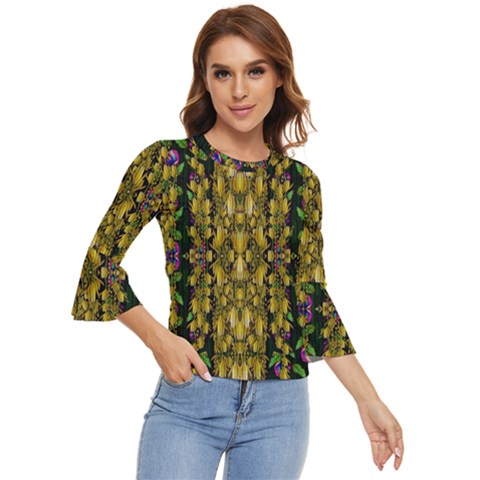 Fanciful Fantasy Flower Forest Bell Sleeve Top by pepitasart