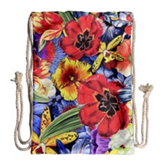 Flower Pattern Drawstring Bag (Large)