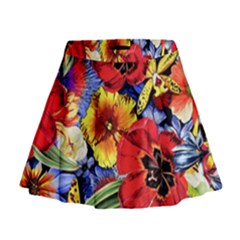 Flower Pattern Mini Flare Skirt