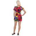 Flower Pattern Short Sleeve Asymmetric Mini Dress View2