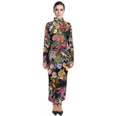 Tropical Pattern Turtleneck Maxi Dress by CoshaArt