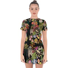 Tropical Pattern Drop Hem Mini Chiffon Dress by CoshaArt