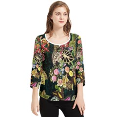 Tropical Pattern Chiffon Quarter Sleeve Blouse by CoshaArt