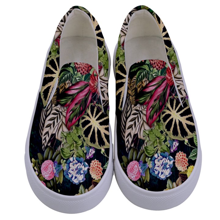 Tropical Pattern Kids  Canvas Slip Ons