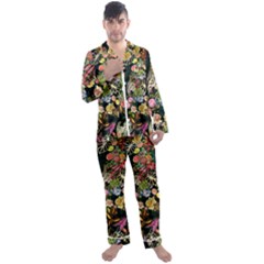 Tropical Pattern Men s Long Sleeve Satin Pajamas Set by CoshaArt