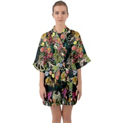 Tropical Pattern Half Sleeve Satin Kimono  by CoshaArt