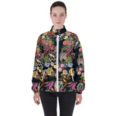 Tropical Pattern Women s High Neck Windbreaker by CoshaArt