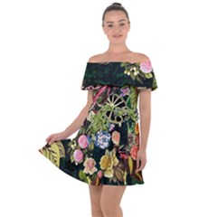 Tropical Pattern Off Shoulder Velour Dress by CoshaArt