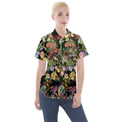 Tropical Pattern Women s Short Sleeve Pocket Shirt