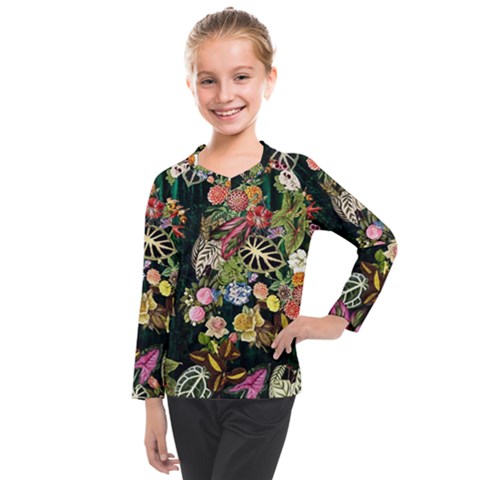 Tropical Pattern Kids  Long Mesh Tee by CoshaArt