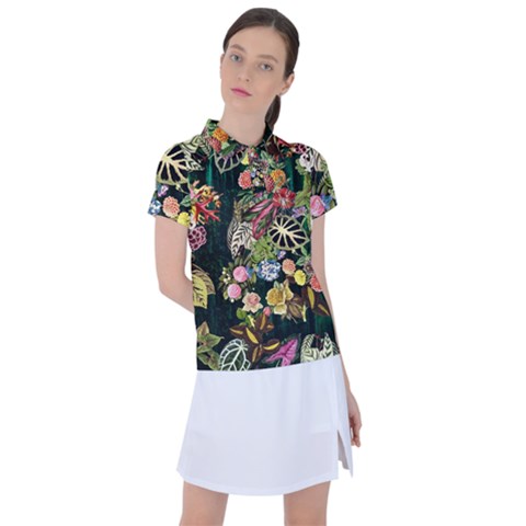 Tropical Pattern Women s Polo Tee by CoshaArt