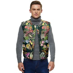 Tropical Pattern Men s Short Button Up Puffer Vest	