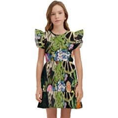 Tropical Pattern Kids  Winged Sleeve Dress