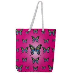 Butterfly Full Print Rope Handle Tote (large) by Dutashop