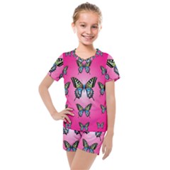 Butterfly Kids  Mesh Tee And Shorts Set