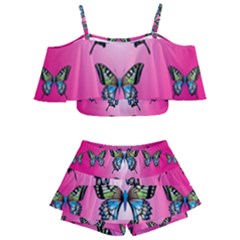 Butterfly Kids  Off Shoulder Skirt Bikini by Dutashop