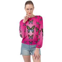 Butterfly Banded Bottom Chiffon Top