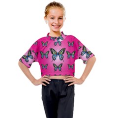 Butterfly Kids Mock Neck Tee