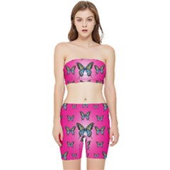 Butterfly Stretch Shorts And Tube Top Set by Dutashop