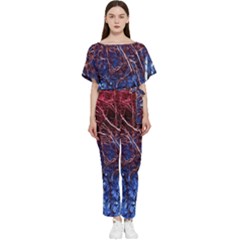 Autumn Fractal Forest Background Batwing Lightweight Chiffon Jumpsuit by Amaryn4rt