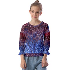 Autumn Fractal Forest Background Kids  Cuff Sleeve Top