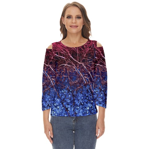 Autumn Fractal Forest Background Cut Out Wide Sleeve Top by Amaryn4rt