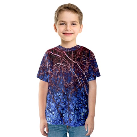 Autumn Fractal Forest Background Kids  Sport Mesh Tee by Amaryn4rt