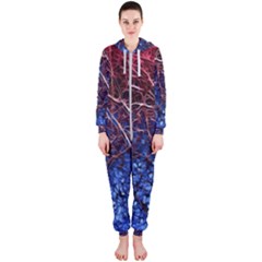 Autumn Fractal Forest Background Hooded Jumpsuit (ladies) by Amaryn4rt