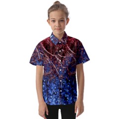 Autumn Fractal Forest Background Kids  Short Sleeve Shirt