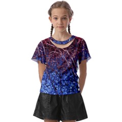 Autumn Fractal Forest Background Kids  Front Cut Tee