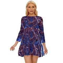 Autumn Fractal Forest Background Long Sleeve Babydoll Dress