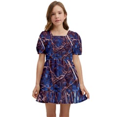 Autumn Fractal Forest Background Kids  Short Sleeve Dolly Dress