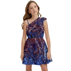 Autumn Fractal Forest Background Kids  One Shoulder Party Dress