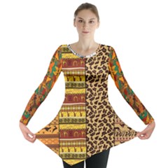 Abbey Abstract Safari Safari Safari Pop Tropical Girls 2 With Texture Long Sleeve Tunic  by MickiRedd