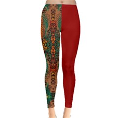 Red Abbey Abstract Animal Print Leggings  by MickiRedd