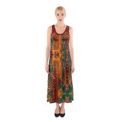 Red Abbey Abstract Animal Print Sleeveless Maxi Dress