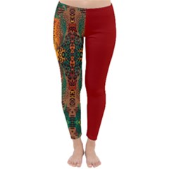 Red Abbey Abstract Animal Print Classic Winter Leggings by MickiRedd