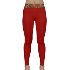 Red Abbey Abstract Animal Print Classic Yoga Leggings by MickiRedd