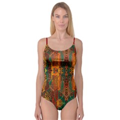 Red Abbey Abstract Animal Print Camisole Leotard  by MickiRedd