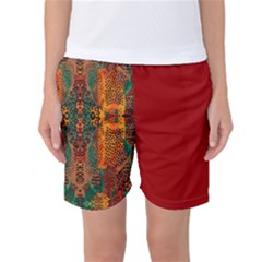 Red Abbey Abstract Animal Print Women s Basketball Shorts by MickiRedd