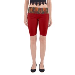 Red Abbey Abstract Animal Print Yoga Cropped Leggings by MickiRedd