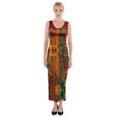 Red Abbey Abstract Animal Print Fitted Maxi Dress