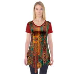 Red Abbey Abstract Animal Print Short Sleeve Tunic 