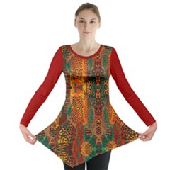 Red Abbey Abstract Animal Print Long Sleeve Tunic 