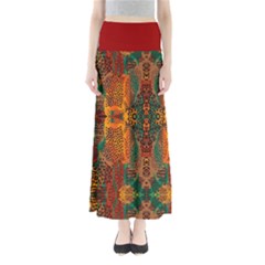 Red Abbey Abstract Animal Print Full Length Maxi Skirt