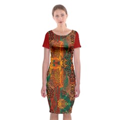 Red Abbey Abstract Animal Print Classic Short Sleeve Midi Dress