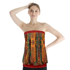 Red Abbey Abstract Animal Print Strapless Top